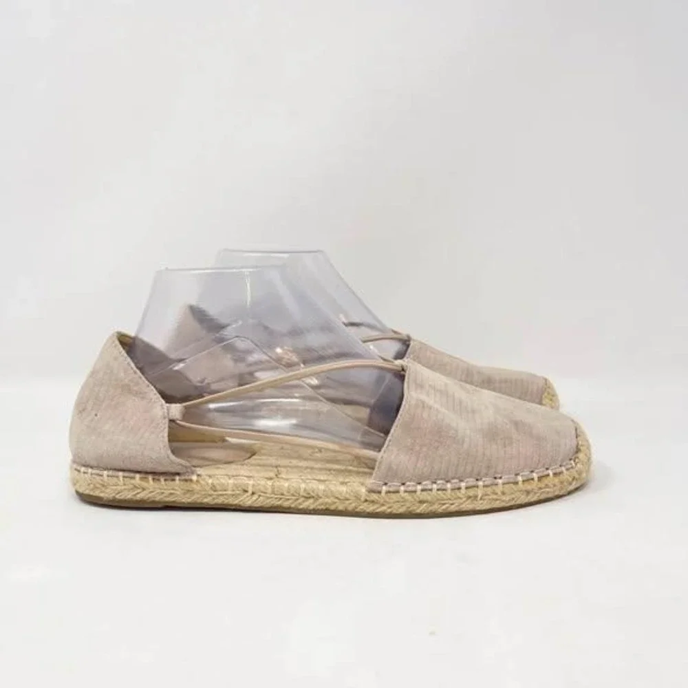 Eileen Fisher Lee D'Orsay Espadrille Flats Womens 10 Taupe Metallic Suede
